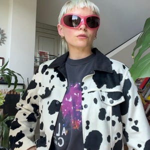 VTG 90s Cow Print Flocked Velour Jacket
