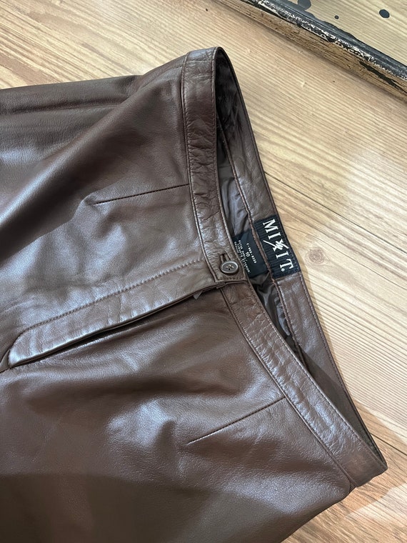 VTG 90s Chocolate Brown Leather Pants - image 6