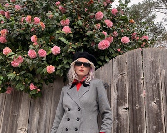 Vintage Heather Grey Blazer w/ Velvet Collar