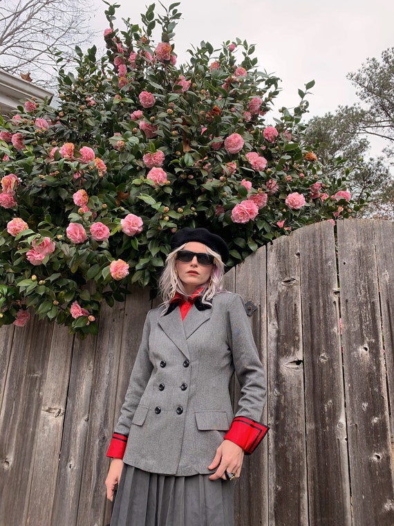 Vintage Heather Grey Blazer w/ Velvet Collar