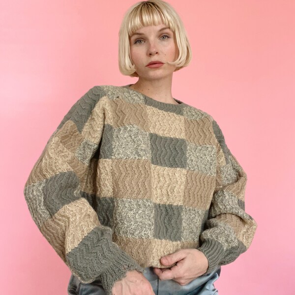 Checkered knit sweater