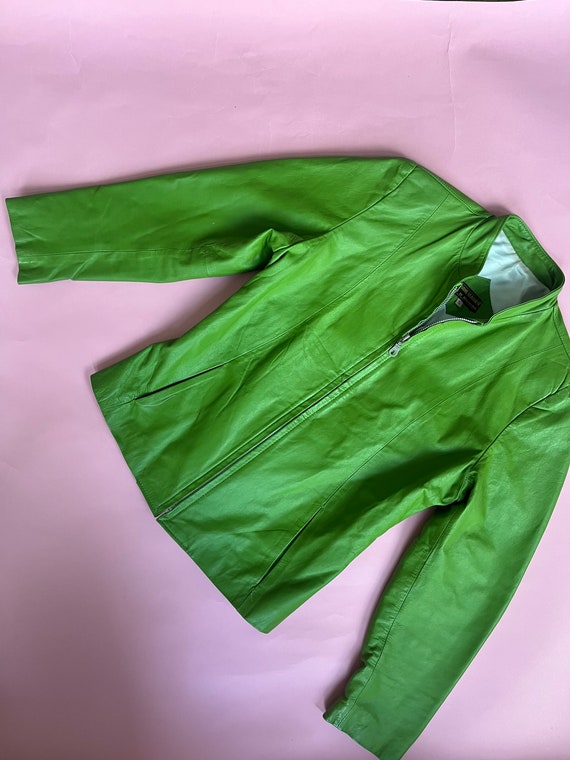 VTG 70s/80s Green Leather Motorcycle Jacket