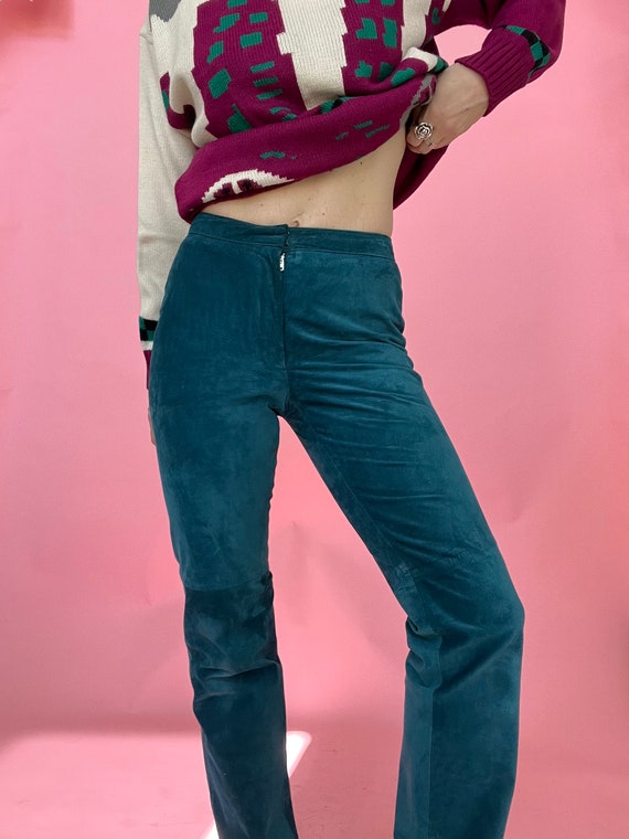 VTG Y2K Turquoise Suede Pants