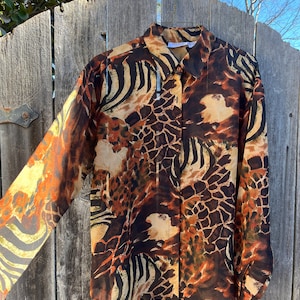 VTG 90s Plus Animal Print Sheer Blouse