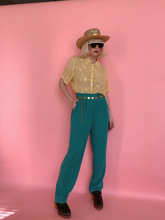 Vintage 80s Turquoise Trousers