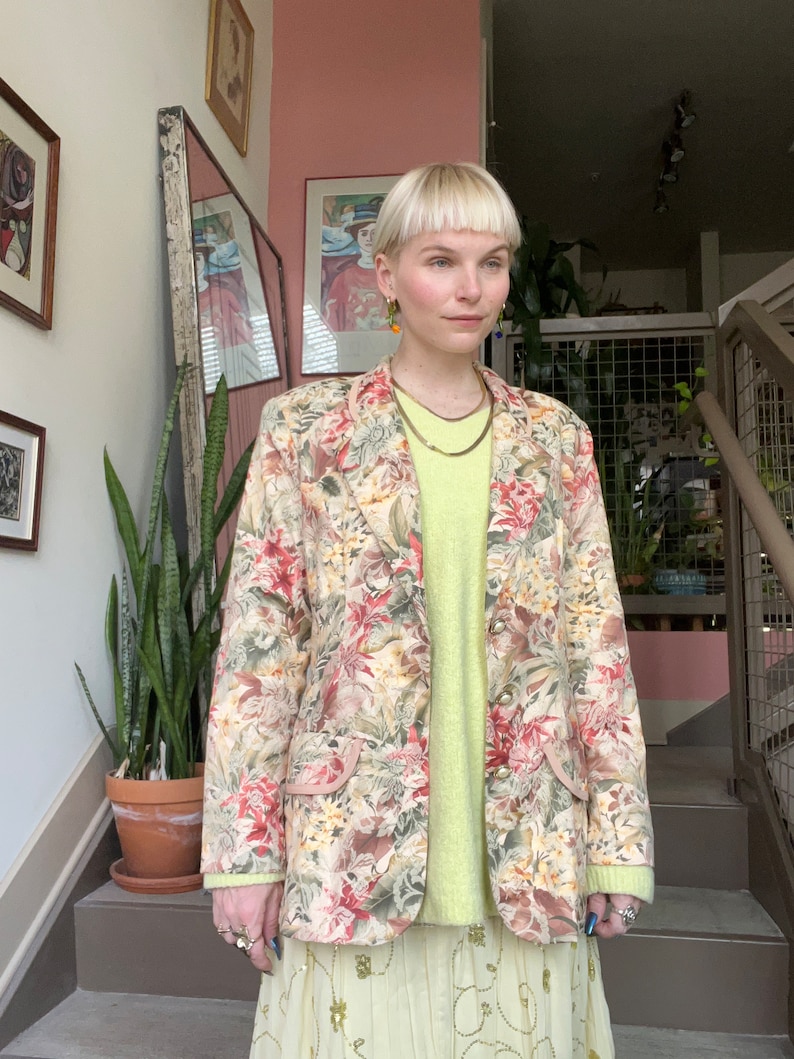 VTG 90s Floral Tapestry Blazer image 2