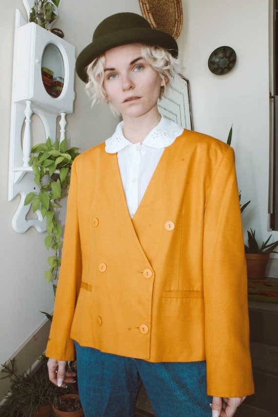 Mustard Double Breasted Blazer - image 1