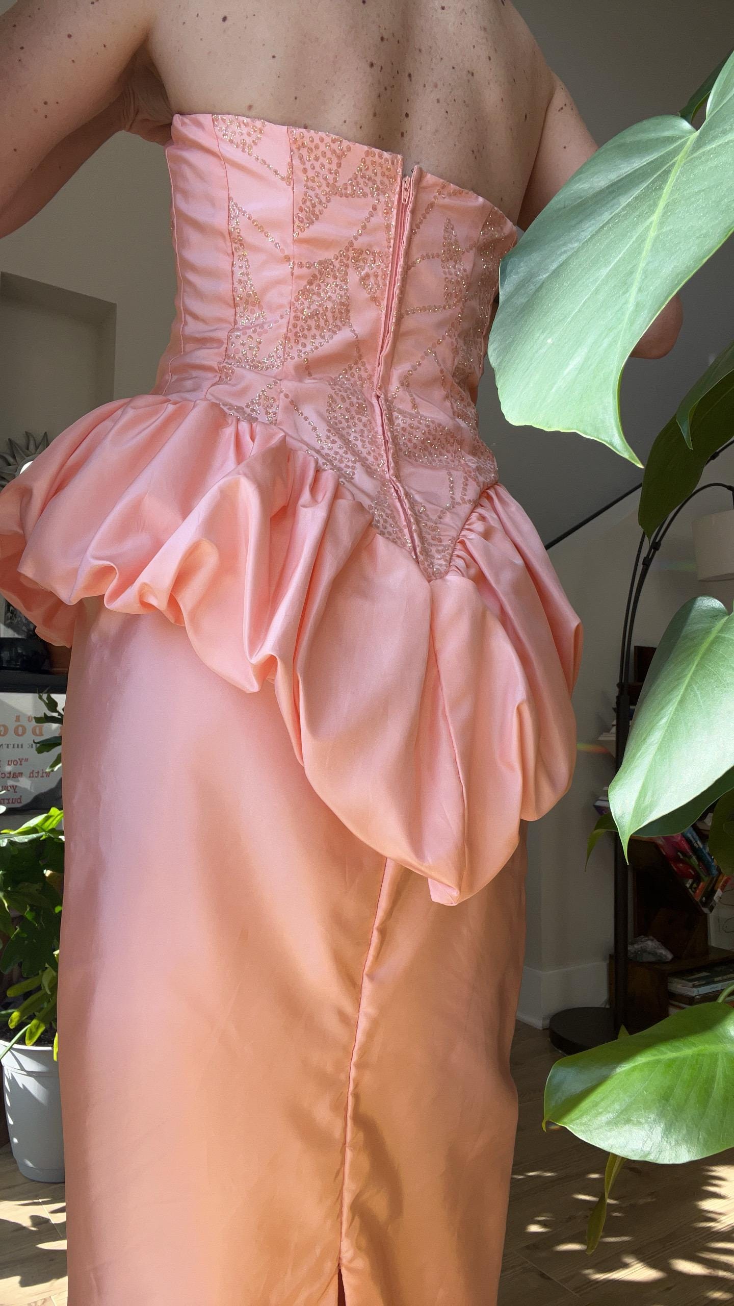 peach peplum dress Abstract Floral Peplum Midi Dress Peach  Byron & Barclay
