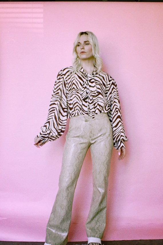 Vintage y2k XOXO Snake Print PVC Pants