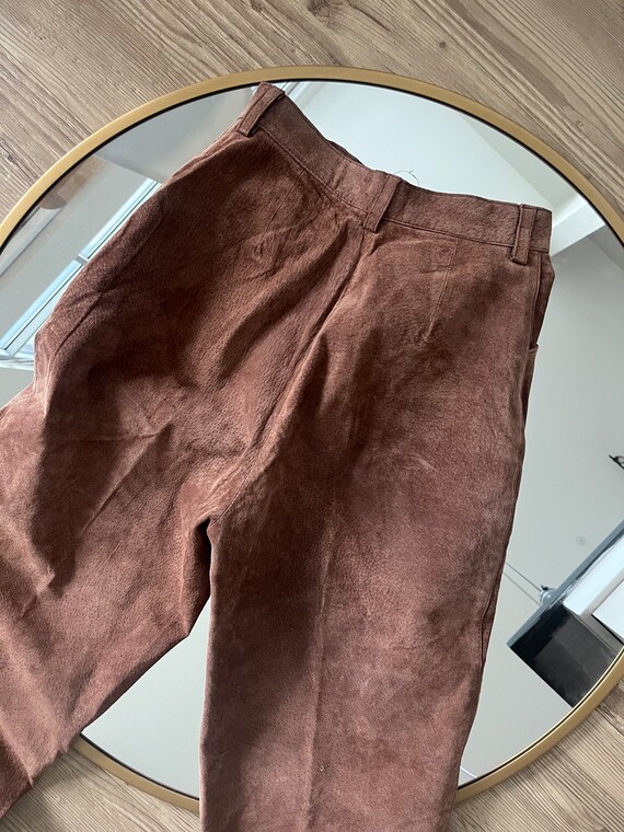 VTG 90s Brown Suede Trousers - image 7