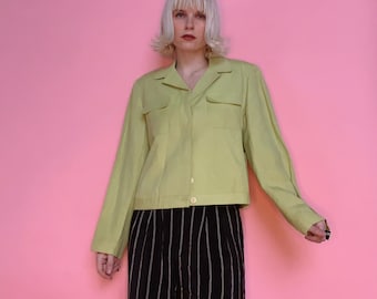 Vintage 90s Linen Blend Cropped Jacket