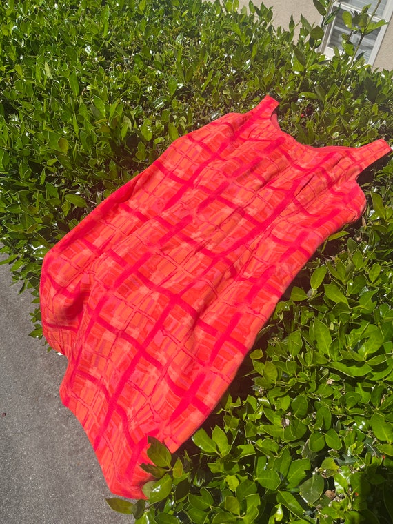 Vintage 90s Orange and Pink Check Mini Dress - image 4