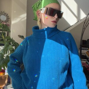 Pull Col Roulé Raglan en Laine Mérinos - Bleu clair