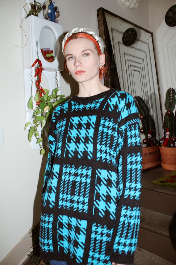 Houndstooth Patchwork Sweater