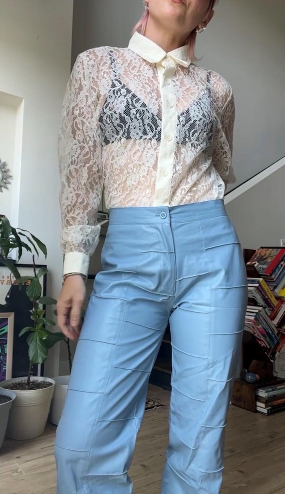 VTG Y2K Baby Blue Vinyl Pants