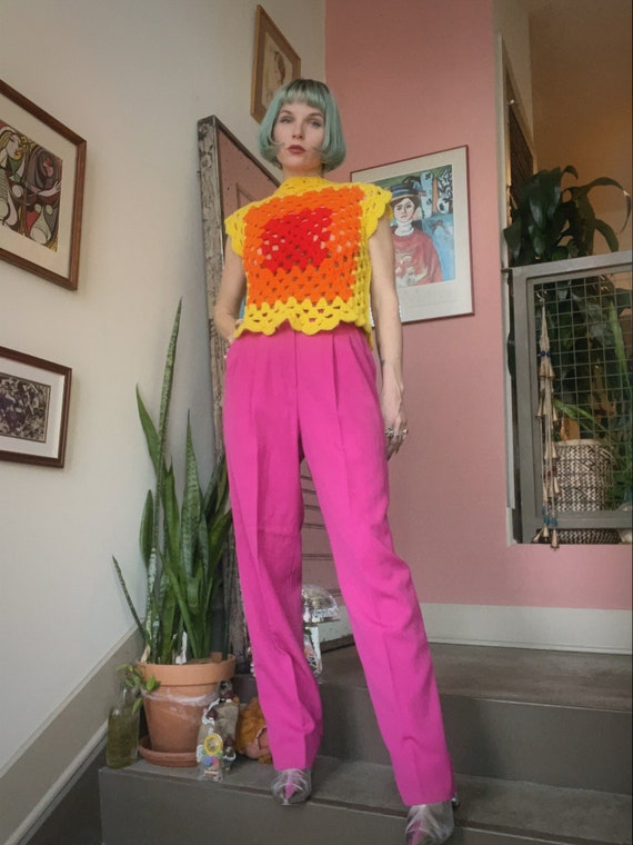 VTG 80s Fuchsia Pint Wool Trousers