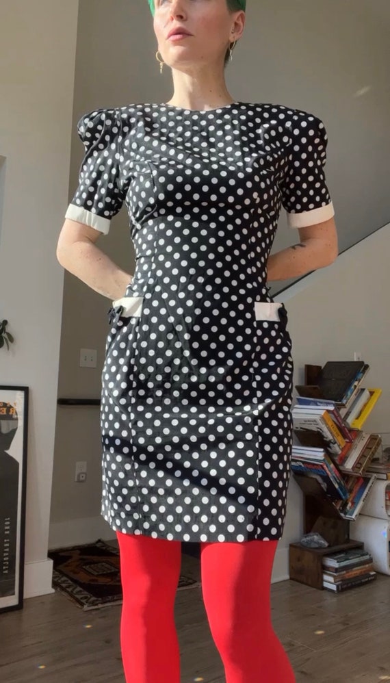 VTG 90s ‘My Michelle’ Polka Dot Bow Mini Dress - image 2