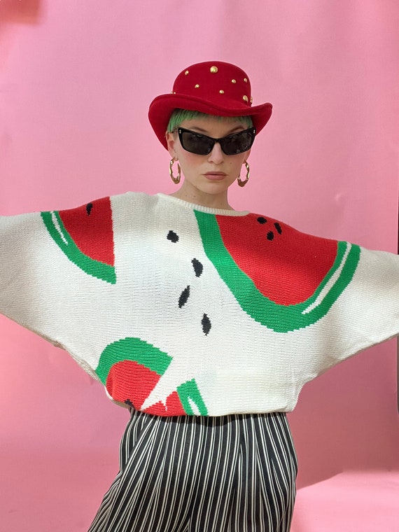 VTG RARE 80s Novelty Watermelon Dolman Sleeve Knit