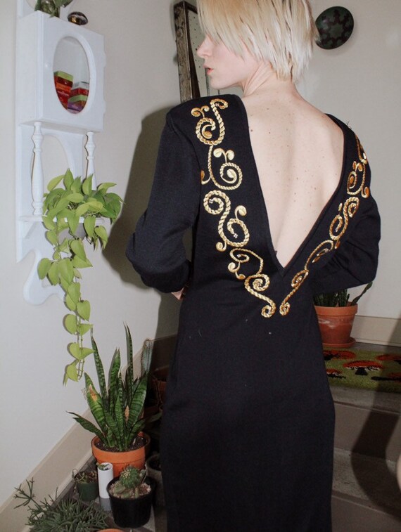 Ornate Black Sweater Dress - image 3