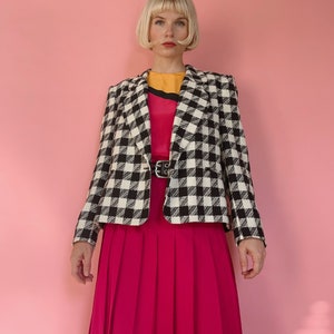VTG 80s Black/White Check Tweed Blazer