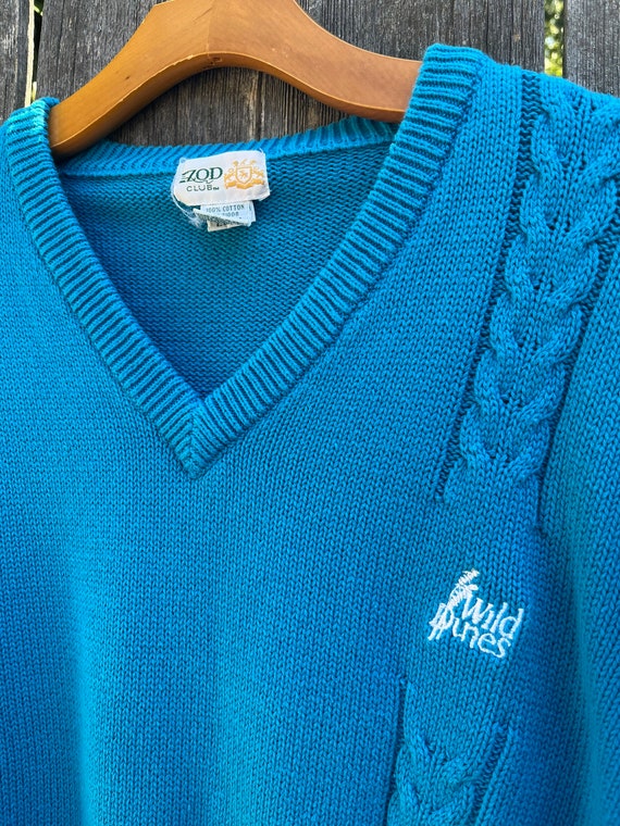 VTG 80s IZOD Club Wild Dunes Vibrant Blue Sweater - image 3