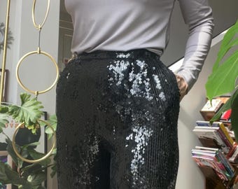 VTG jaren 70 zwarte broek met lovertjes
