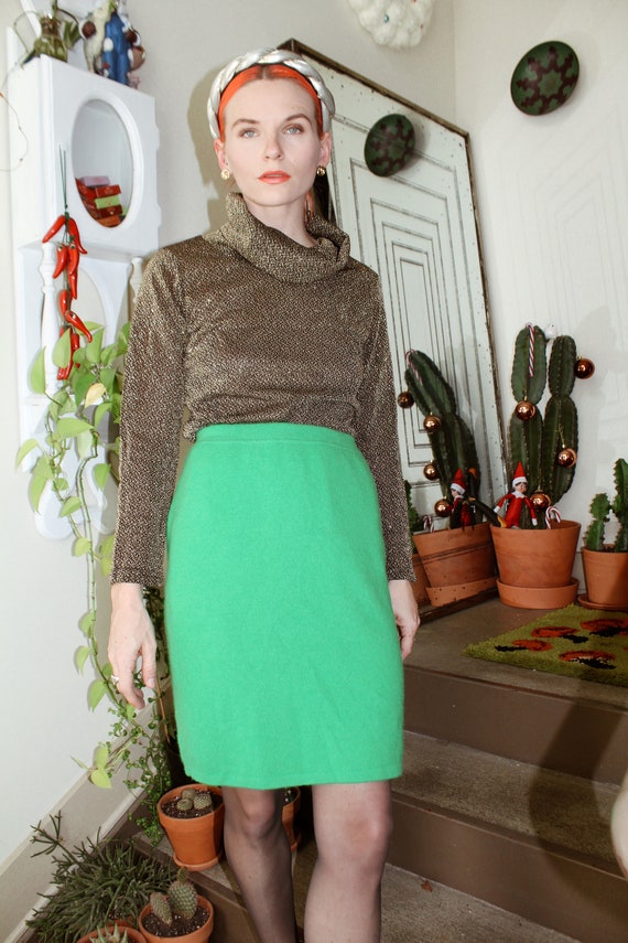 Green Wool/Angora Mini Skirt