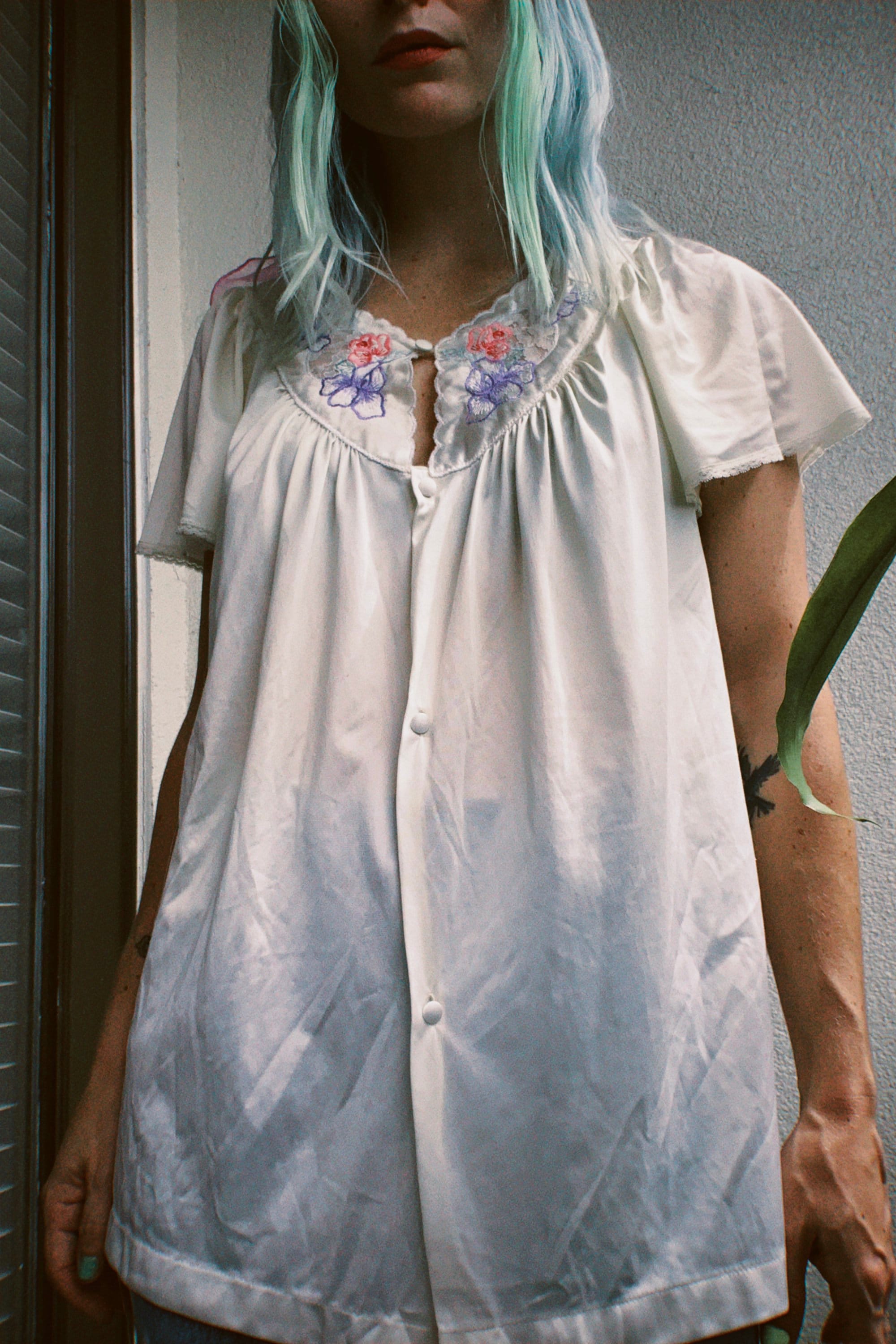 white nylon shirt