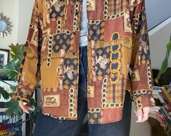 Camicetta vintage anni '80 in seta con fibbia