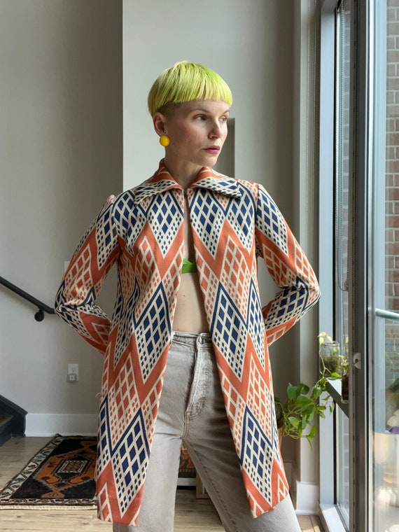 70s Printed Poly Shacket
