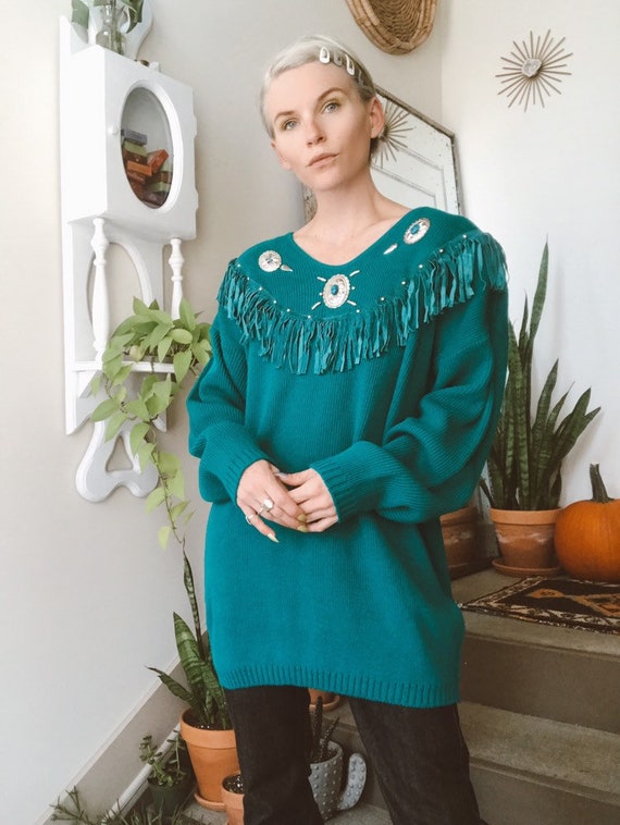 Western Turquoise Sweater