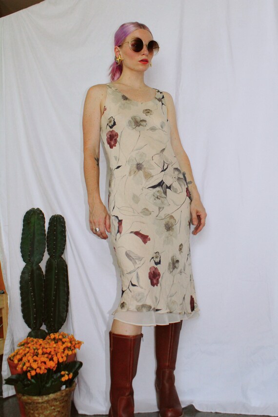 Vintage 90s | Floral Silk Slip Dress