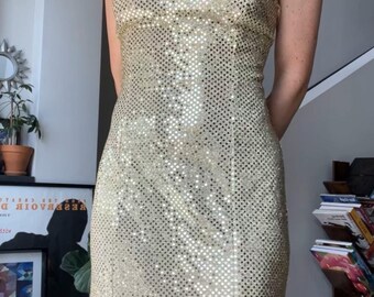 bari jay gold sequin dress 2503 Ivory