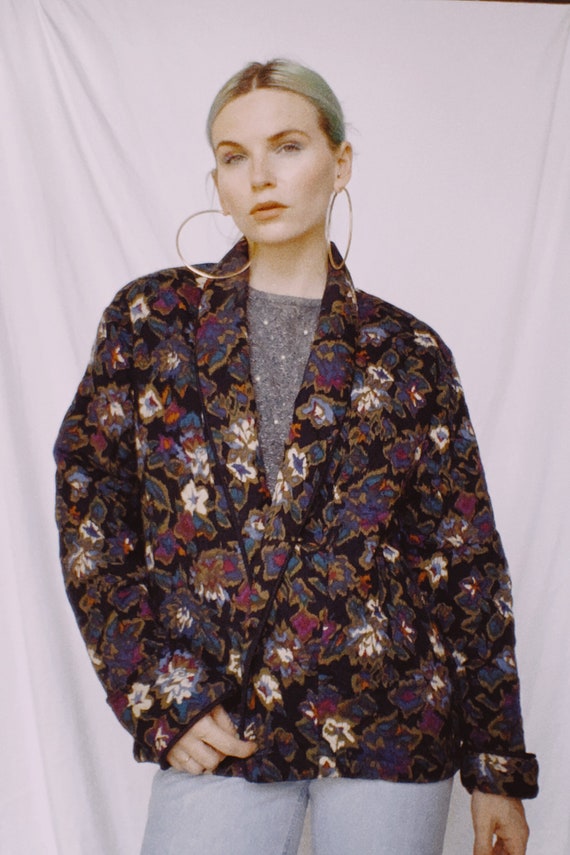 Vintage 80s | Floral Quilted Blazer