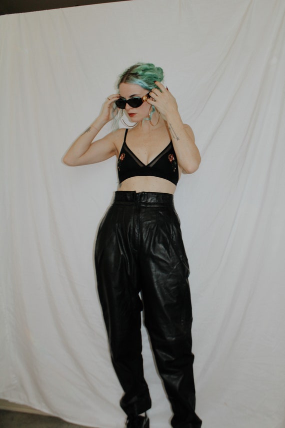 Vintage 1980s | Black Leather Trousers