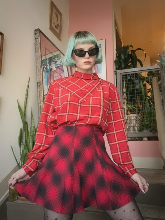 VTG Polo RL Plaid Flared Mini Skirt