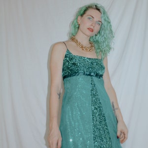 Vintage 1990s | Teal Empire Waist Mini