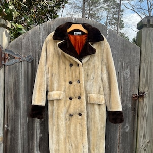VTG 70s FAUX FUR Two Tone Coat