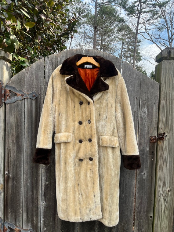 VTG 70s FAUX FUR Two Tone Coat