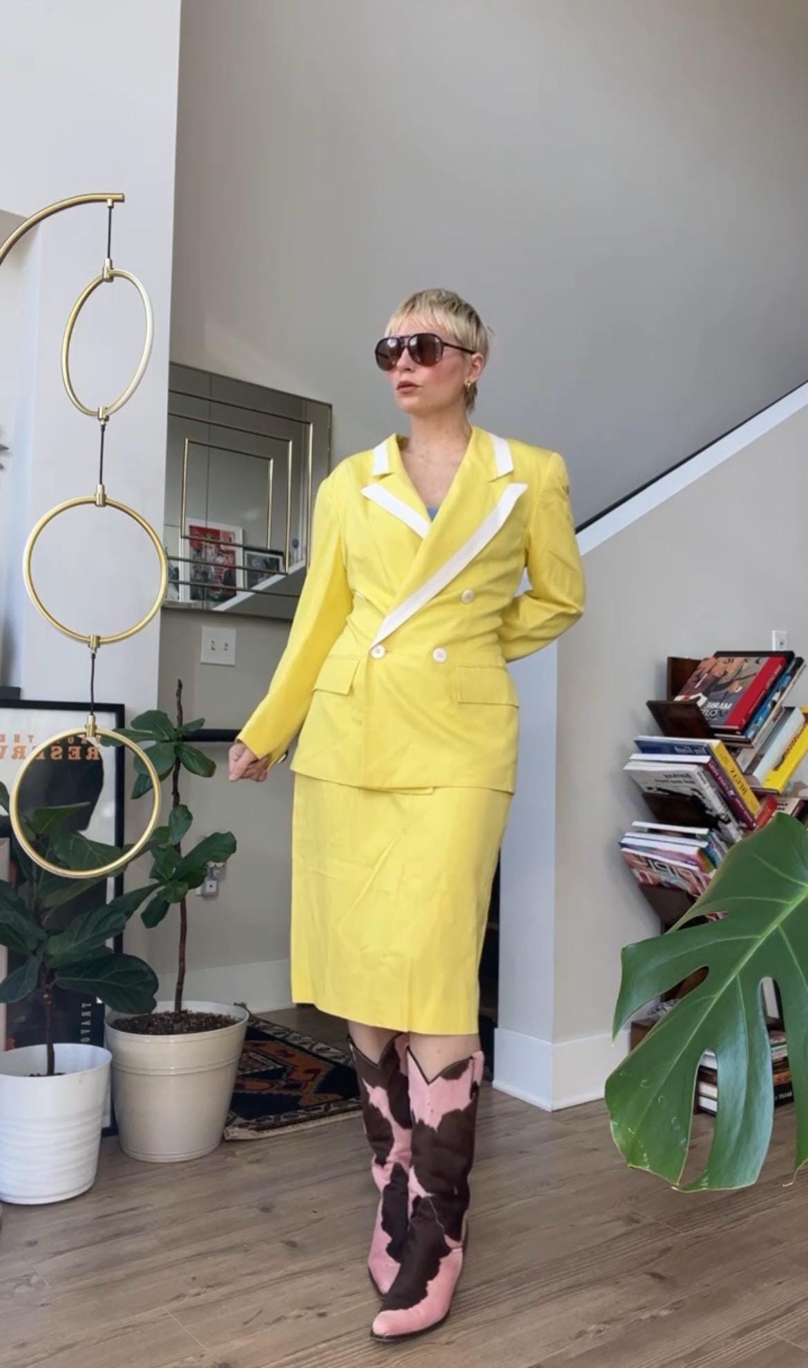 VTG 90s Christian Dior Yellow and White Skirt Suit - Etsy Canada