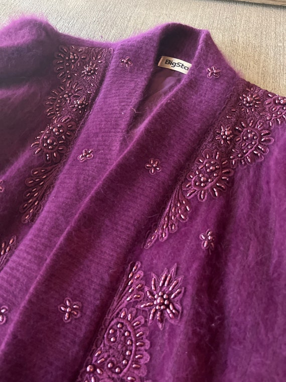 Vintage 80s | Angora Wine Cocoon Cardigan