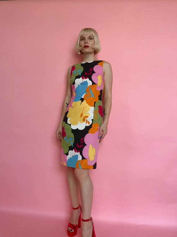 VTG 90s David Meister Colorful Floral Print Dress