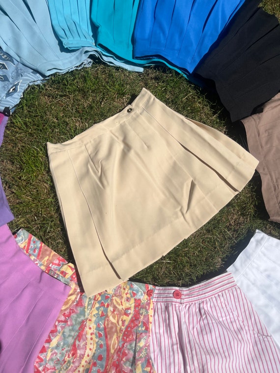 VTG 80s Cycle Boston Cream Pleated Wrap Skirt