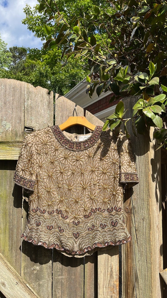 VTG 90s Silk Beaded Top