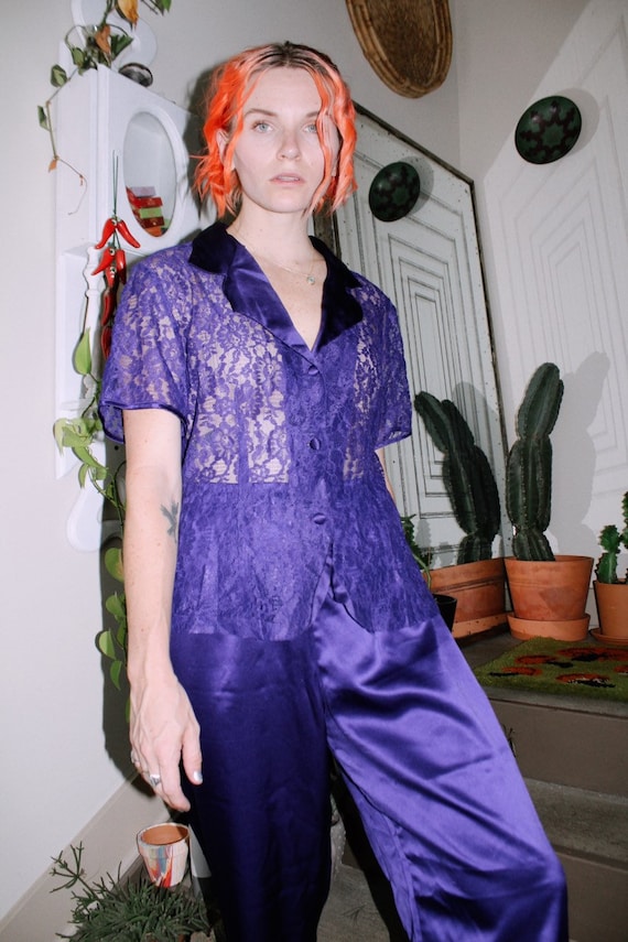 Purple Satin Pajama Set