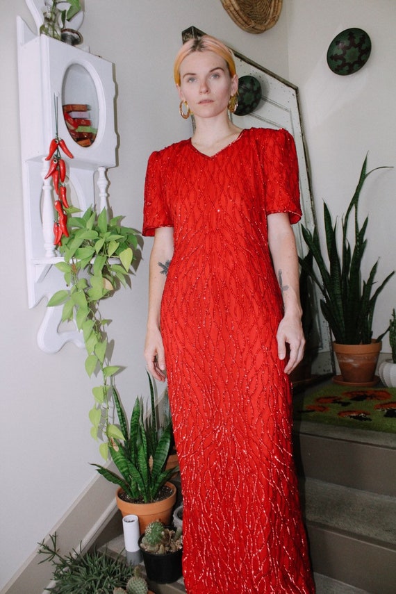 80s Red Glam Gown