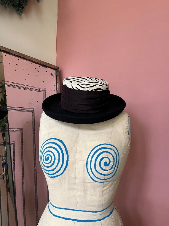 VTG 90s Wool Zebra Print Whittall and Shon hat