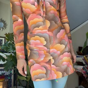 VTG 70s RARE Pink Clouds Mini Dress