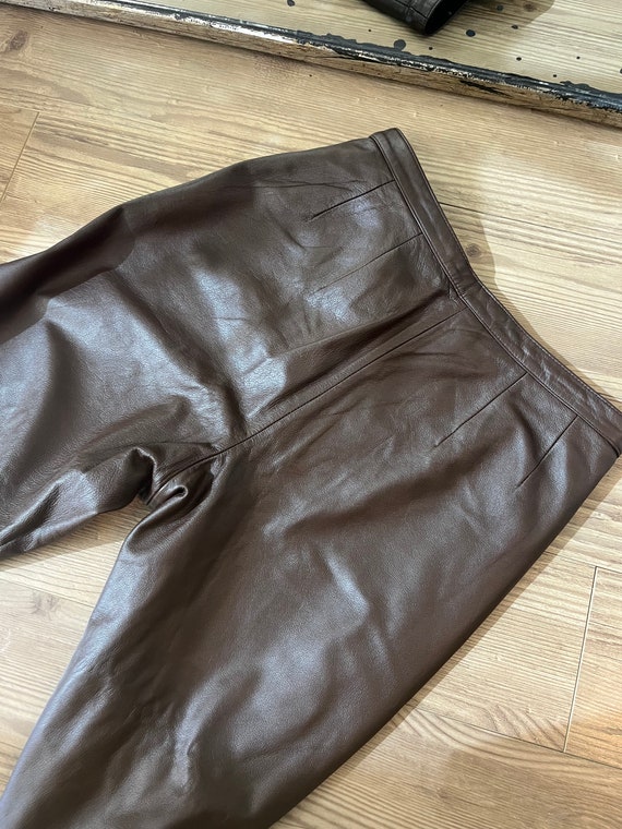 VTG 90s Chocolate Brown Leather Pants - image 7