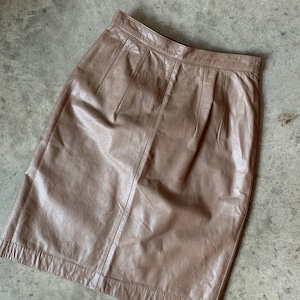 Taupe Leather Pencil Skirt image 3